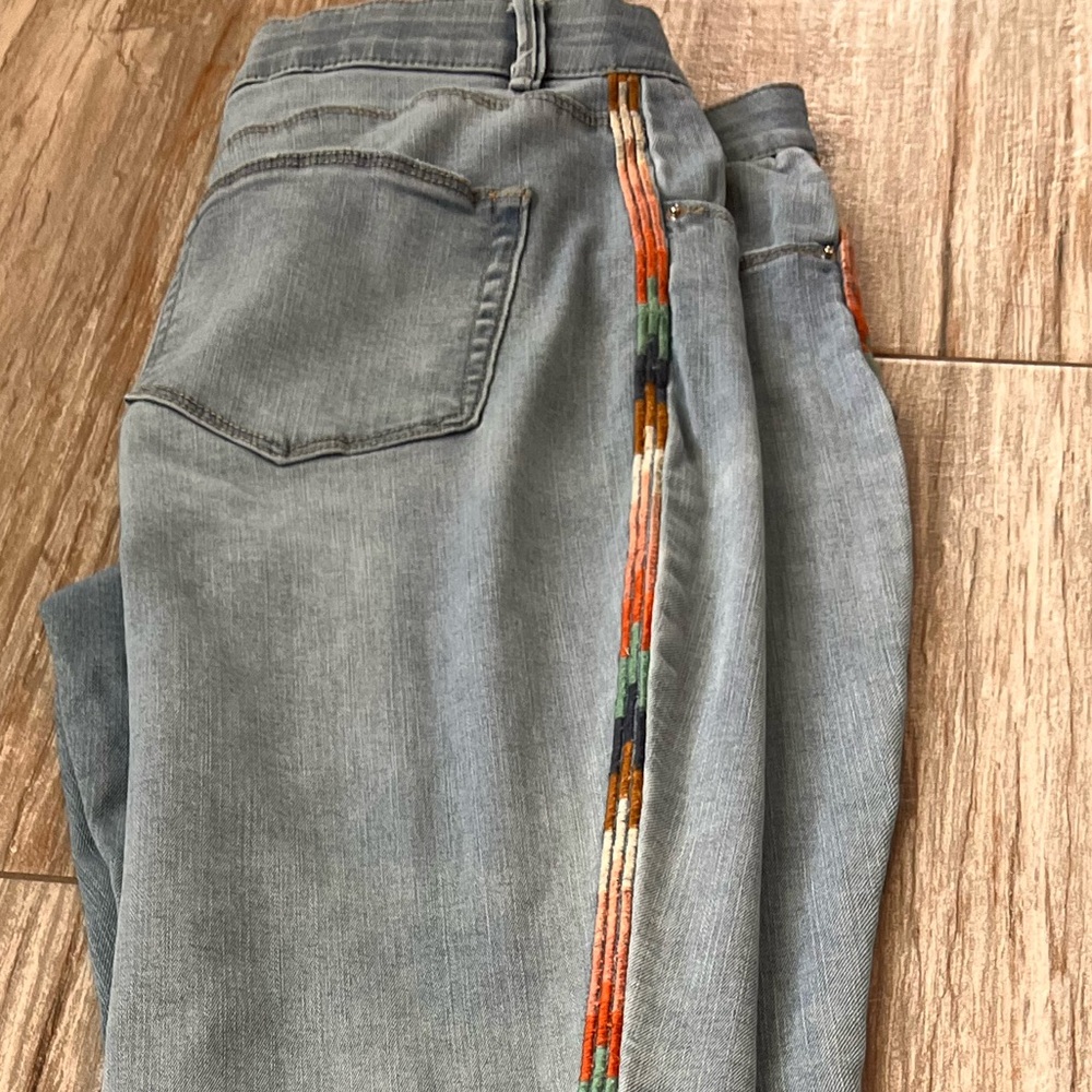 Knox Rose Gray Skinny Jeans with Multicolor Stripe